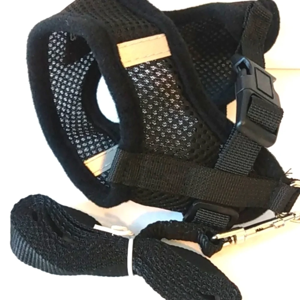 SMALL DOG HARNESS VEST WITH LEASH SET BLACK SIZE SMALL NWT